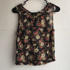 Floral Button Back Tank Top